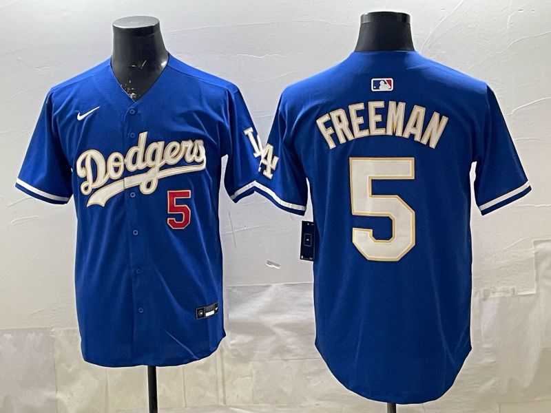2026 Men Nike Los Angeles Dodgers #5 Freeman Blue gold Game MLB Jersey 001
